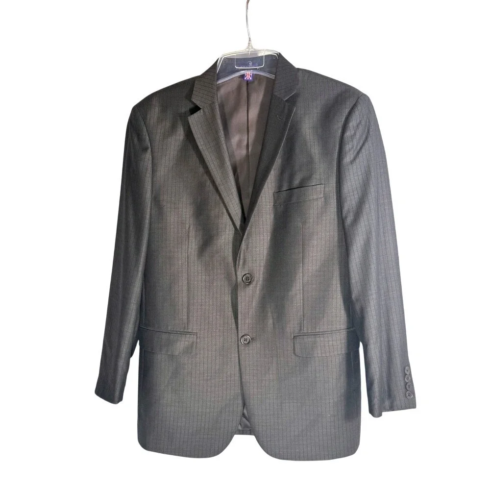 The Savile‎ Row Men's Dark Gray with black stripe Blazer size 40 R Double Vent